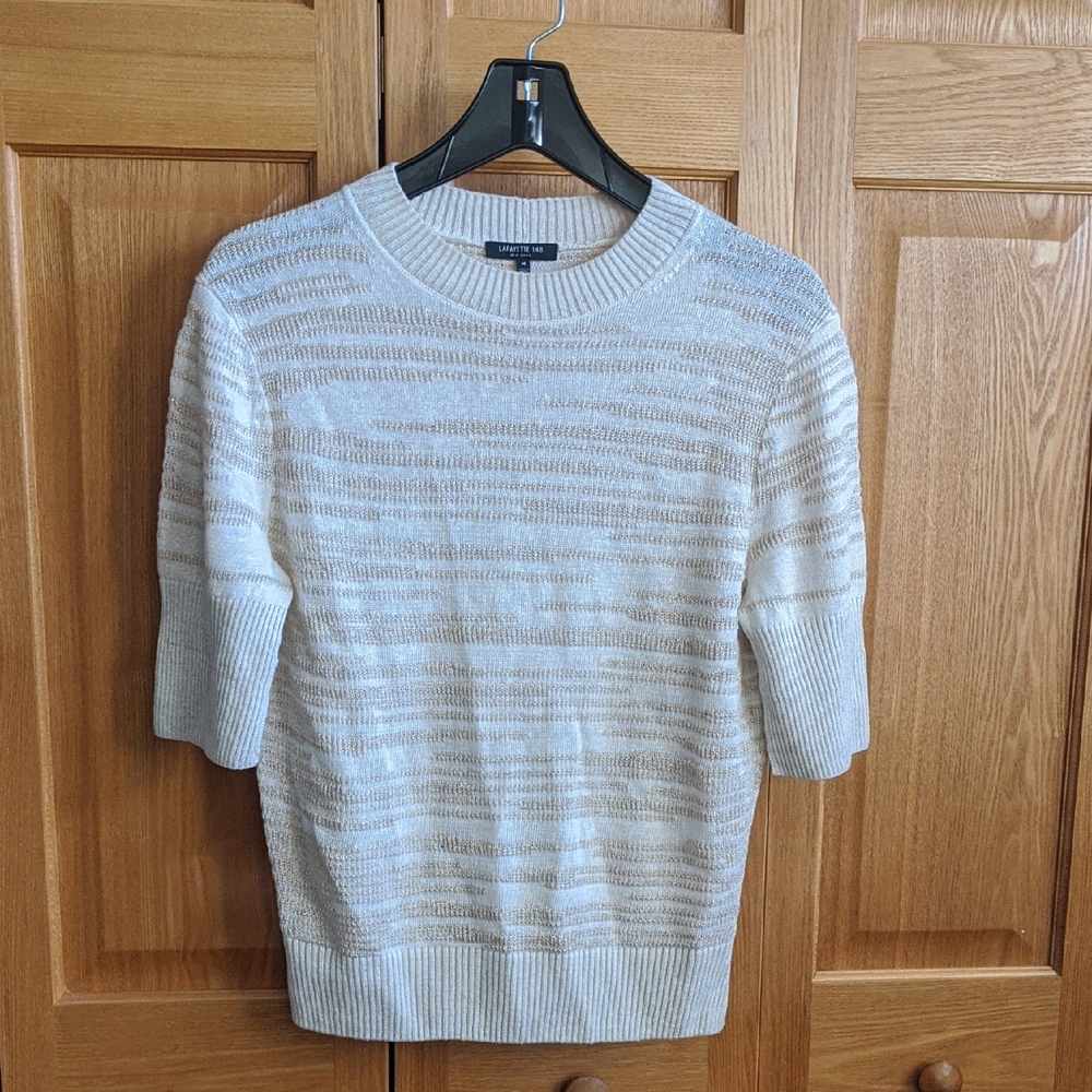 Lafayette 148 Loft Cream Knit Sweater Size M